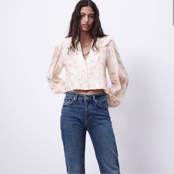 ZARA ECRU TIE DYE CROP TOP - Picture 1 of 11